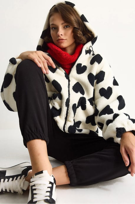 Textured Puffers Down Coat with Faux Fur Collar - Image 1