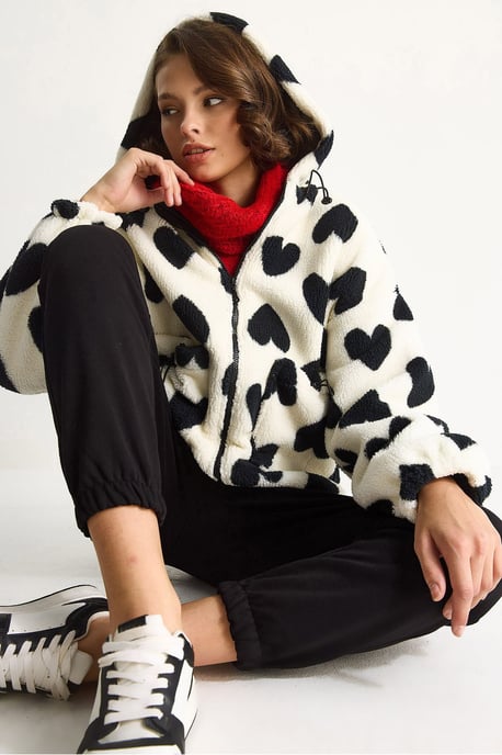 Textured Puffers Down Coat with Faux Fur Collar - Image 2
