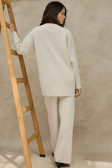 Geweven Knit Co-Ord Set met Knopdetails - Image 3