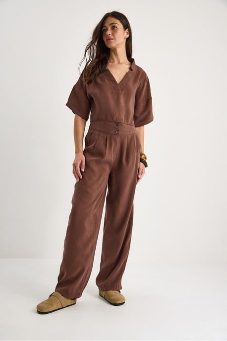 Lange V-hals Knop-Twee-Delige Co-Ord Set - Image 3