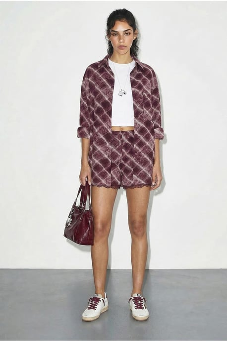 Geruite Oversized Shirt en Rok Co-ord - Image 4