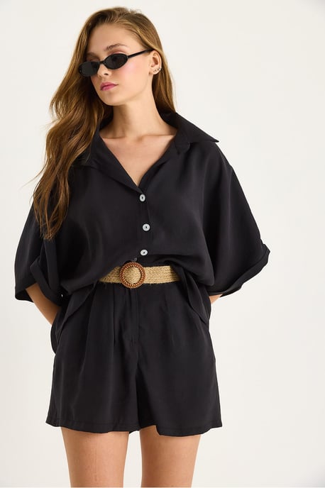 Hoge Taille Knop Twee-delige Co-ord Set - Image 3