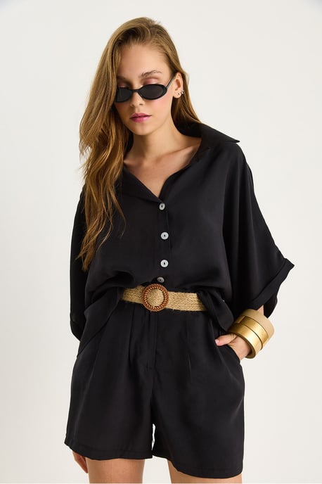 Hoge Taille Knop Twee-delige Co-ord Set - Image 4