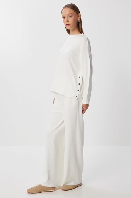Lange Wijde Pantalon Twee-Delige Set met Ronde Hals - Image 2
