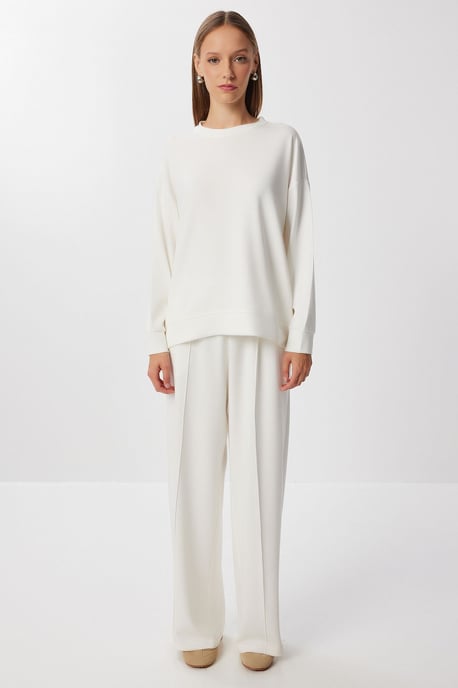 Lange Wijde Pantalon Twee-Delige Set met Ronde Hals - Image 3