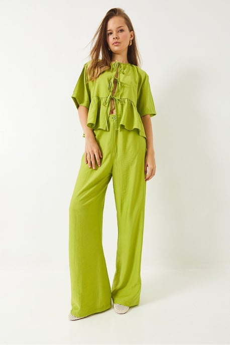 Gestructureerde Twee-delige Co-ord Set met Rimpeldetails - Image 2