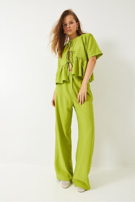 Gestructureerde Twee-delige Co-ord Set met Rimpeldetails - Image 4