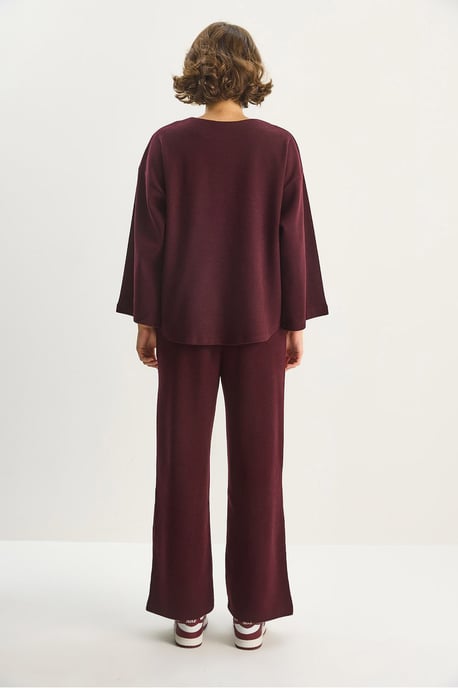 V-ringad stickad cardigan och vida byxor set - Image 6