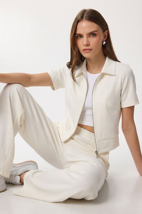 Hoge Taille Wijde Pijpen Broek & Jas Co-ord Set - Image 3
