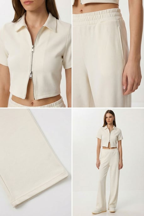 Hoge Taille Wijde Pijpen Broek & Jas Co-ord Set - Image 4