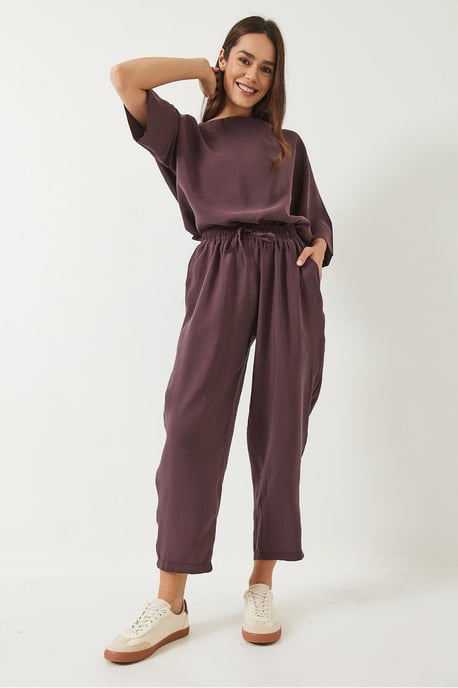 Överdimensionerad Båtkrage Polyester Tvådelad Koord Set - Image 4