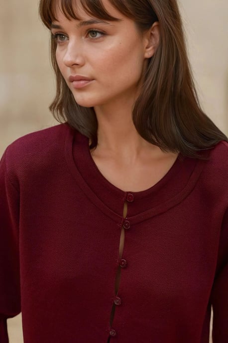 Gestructureerde Brei Co-Ord Set met Crew Neck Cardigan en Uitlopende Rok - Image 5