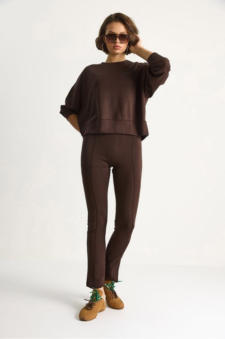 Aansluitende Lange Mouwen Crew Neck Twee Delige Set - Image 4