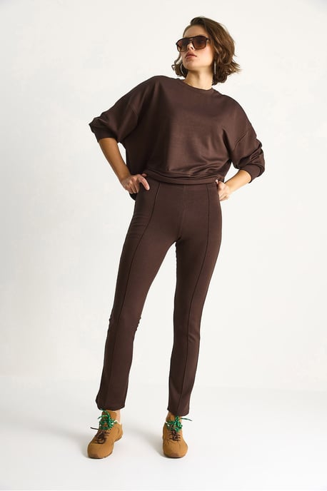 Aansluitende Lange Mouwen Crew Neck Twee Delige Set - Image 5