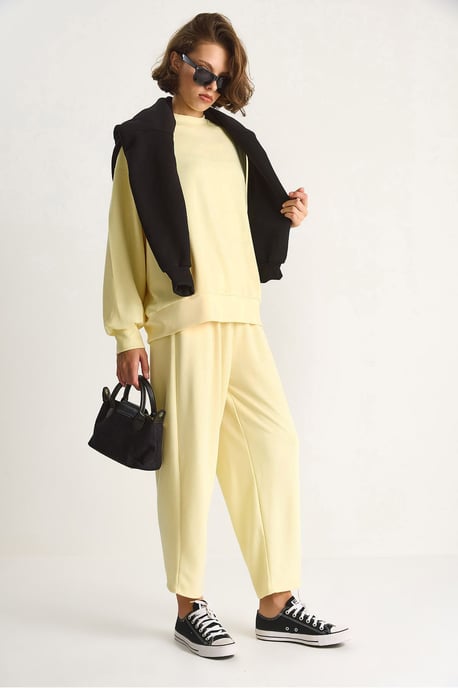 Long Sleeve Crew Neck Stickad Tvådelad Set - Image 4