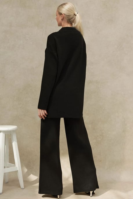Lang Sweater & Hoge Taille Wijde Pijpen Gebreid Co-Ord Set - Image 2
