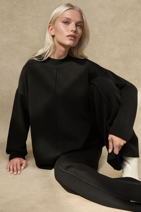Lang Sweater & Hoge Taille Wijde Pijpen Gebreid Co-Ord Set - Image 4