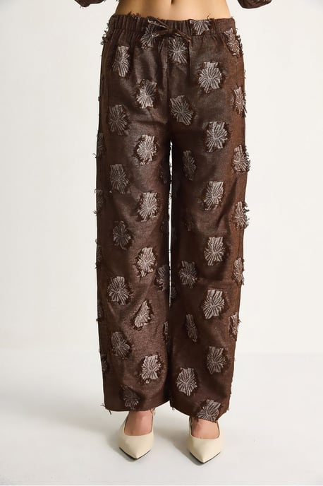 Geborduurd Oversized Shirt en Wijde Pantalon Co-Ord Set - Image 6