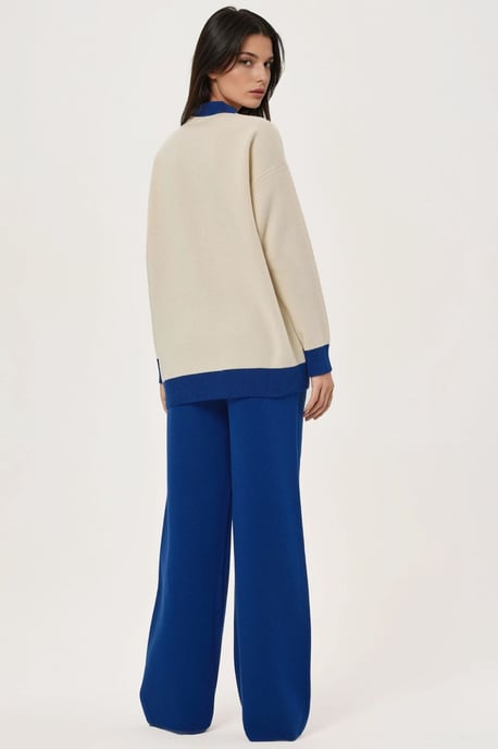Geknoopte Cardigan & Textuur Hoog Midden Taille Gebreide Broek Co-Ord Set - Image 3