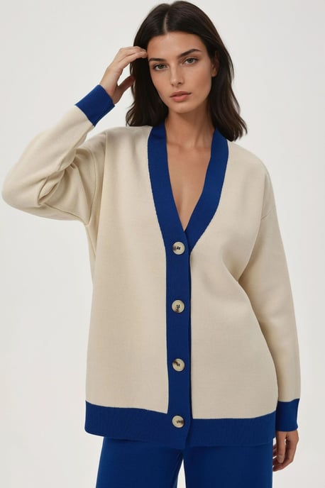 Geknoopte Cardigan & Textuur Hoog Midden Taille Gebreide Broek Co-Ord Set - Image 5