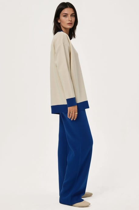 Geknoopte Cardigan & Textuur Hoog Midden Taille Gebreide Broek Co-Ord Set - Image 6