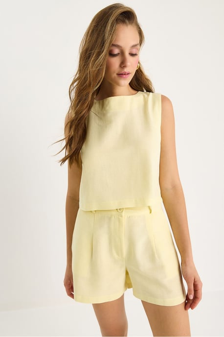 Hoge Taille Mouwloze Crew Neck Twee-Delige Set - Image 5