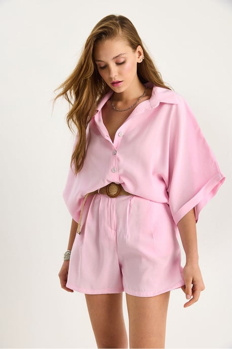 Twee-delige Coord Set met Hoge Taille en Knopen - Image 4
