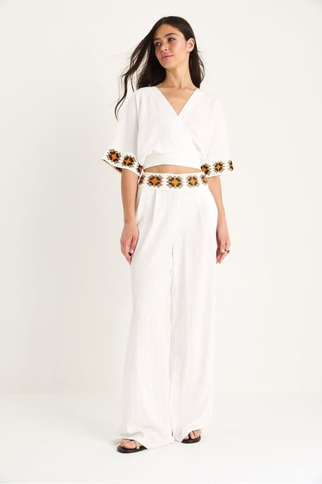 Textured V-Neck Crop Two-Piece Set - Image 2