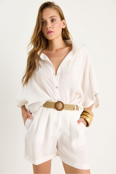 High Waist Buttoned Two-Piece Coord Set - Image 1