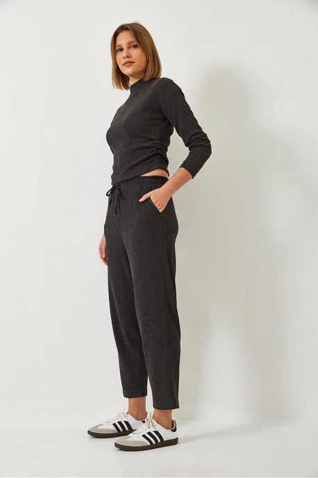 Getextureerde Turtle Neck Crop Co-ord Set - Image 3