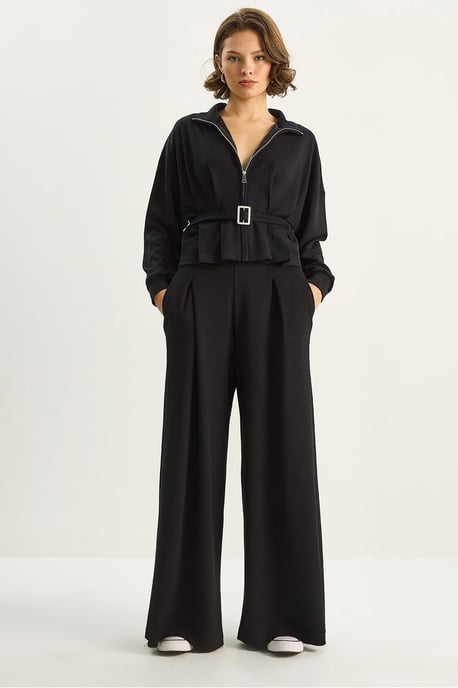 Geknoopte Jas en Broek Gebreide Twee-Piece Set - Image 1