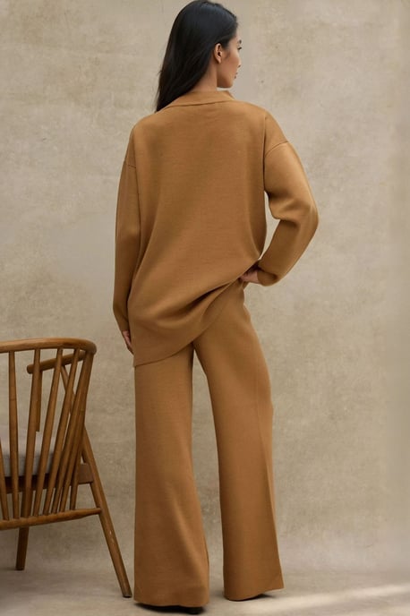 Lang Sweater & Hoge Taille Wijde Pijpen Gebreid Co-Ord Set - Image 3