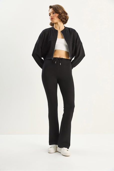 Hoge Taille Flair Broek en Bomberjack Twee-Stuks Coördinatie Set - Image 4