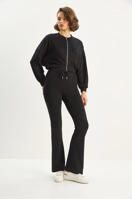 Hoge Taille Flair Broek en Bomberjack Twee-Stuks Coördinatie Set - Image 5