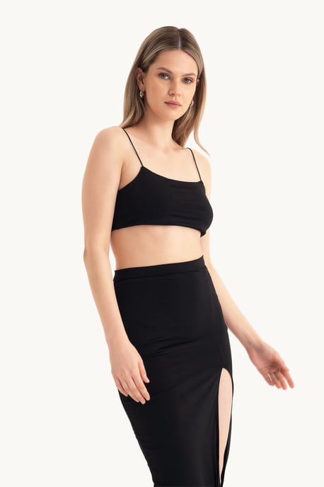 Spaghetti Band Cami Top & Maxikjol med Sidssprund Coord - Image 1