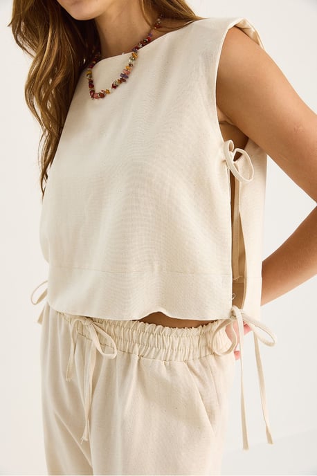 Crew Neck Striksluiting Twee-delige Co-ord Set met Wijde Pantalons - Image 6
