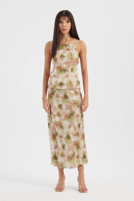 Tie Dye Cami Top & High Waist Slip Maxi Skirt Coord - Image 1