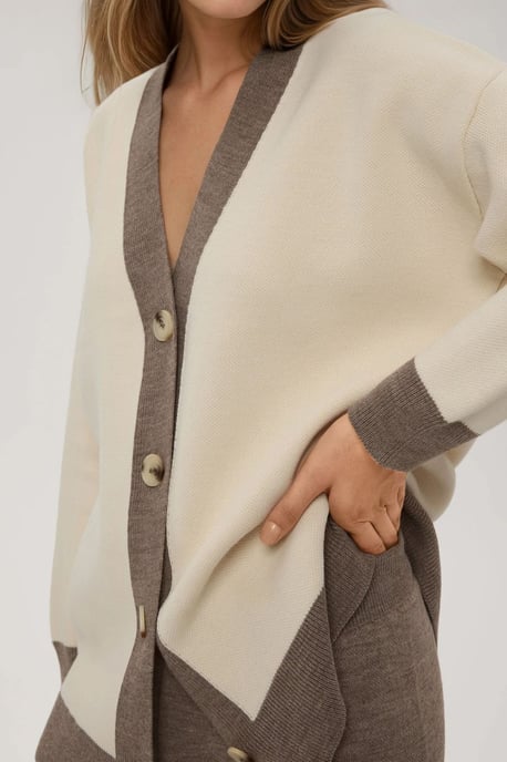 Geknoopte Cardigan & Textuur Hoog Midden Taille Gebreide Broek Co-Ord Set - Image 4