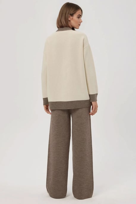 Geknoopte Cardigan & Textuur Hoog Midden Taille Gebreide Broek Co-Ord Set - Image 5