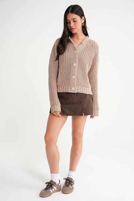 Textured Ribbed Knit Cardigan with Buttons - Image 2