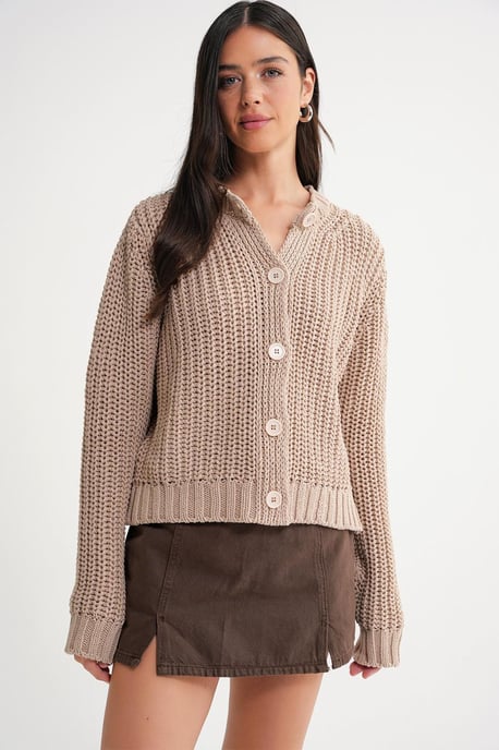 Textured Ribbed Knit Cardigan with Buttons - Image 3