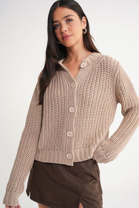 Textured Ribbed Knit Cardigan with Buttons - Image 4