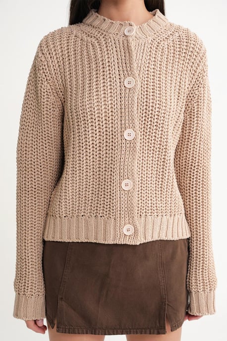 Textured Ribbed Knit Cardigan with Buttons - Image 6