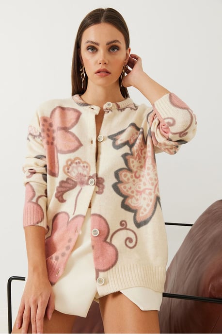 Textured Bloeiende Brei Cardigan met Knopen - Image 2