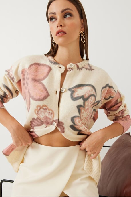 Textured Bloeiende Brei Cardigan met Knopen - Image 4