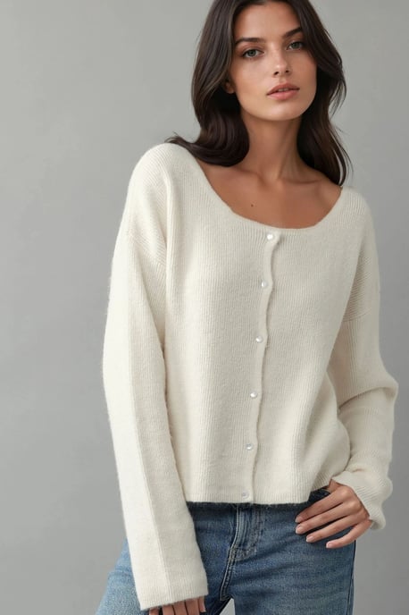 Ultra Zachte Crewneck Geknoopte Dubbelzijdige Cardigan - Image 2
