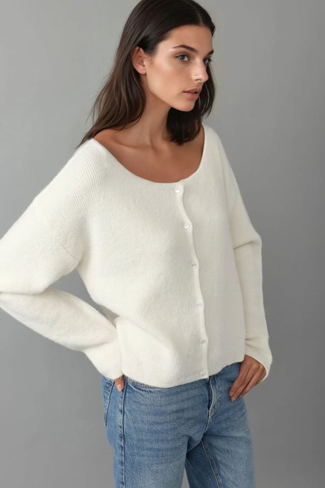 Ultra Zachte Crewneck Geknoopte Dubbelzijdige Cardigan - Image 5