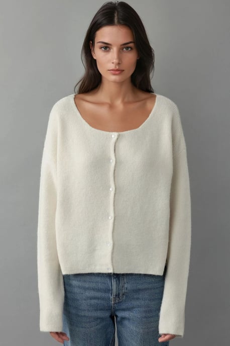 Ultra Zachte Crewneck Geknoopte Dubbelzijdige Cardigan - Image 6