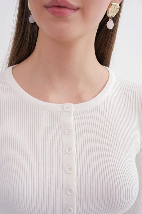 Geknoopte Slim Fit Ribbelgebreide Cardigan - Image 6