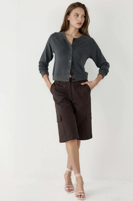 Crew Neck Buttoned Cardigan - Image 4